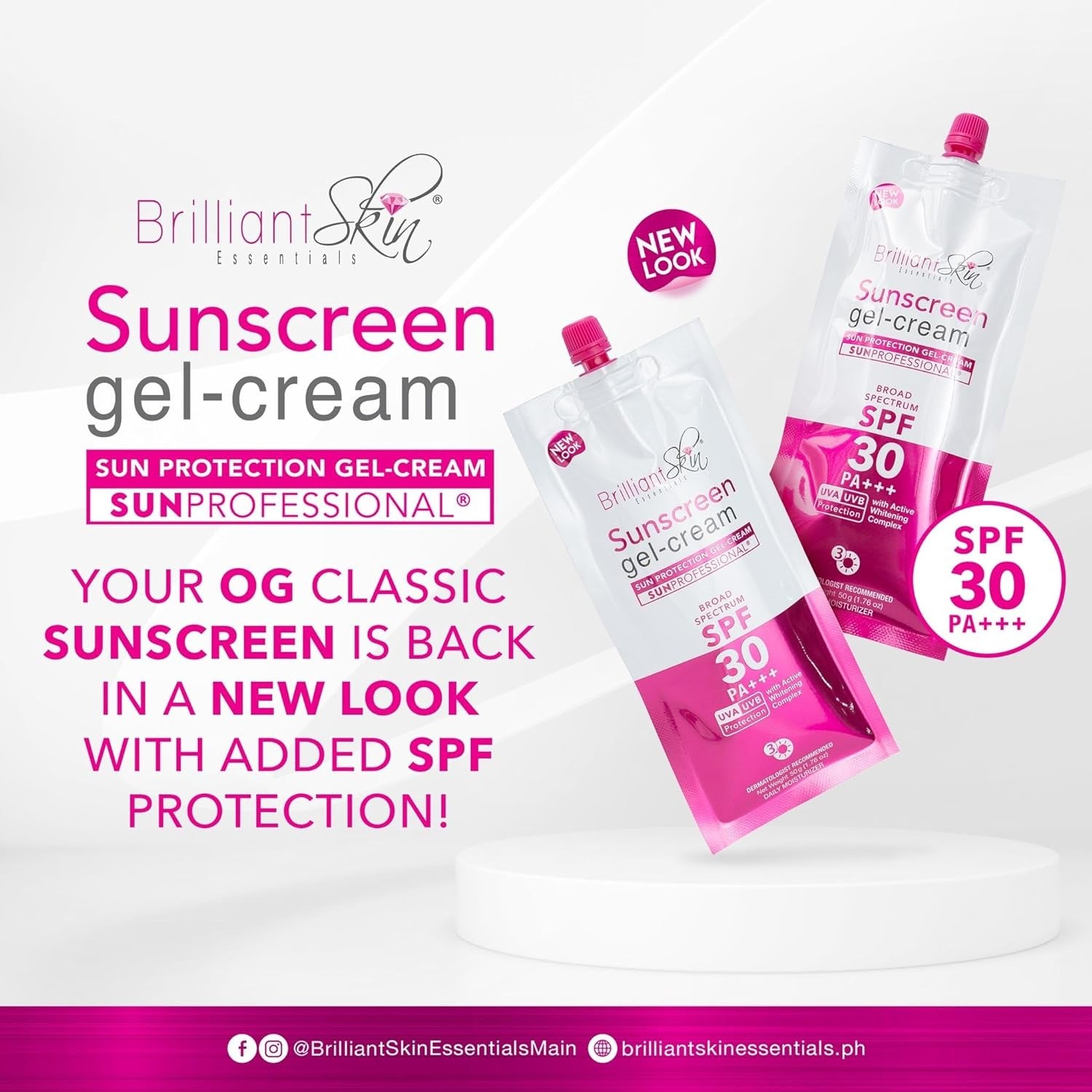 جل كريم واقي من الشمس من بريليانت سكين بعامل حماية من الشمس SPF30 - 50 جم