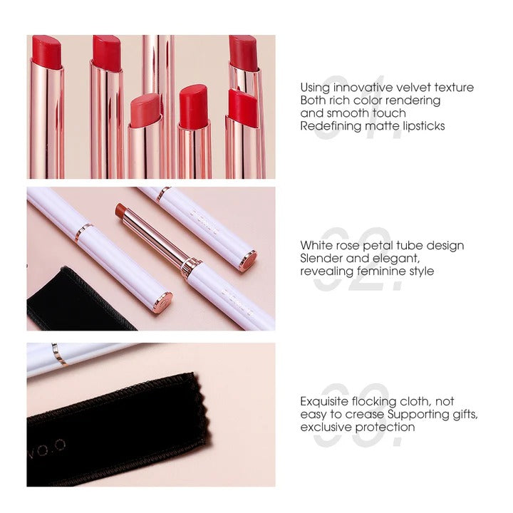 O.TWO.O Long Lasting Velvet Matte lipstick thin tube Lipstick High Saturation Lipstick