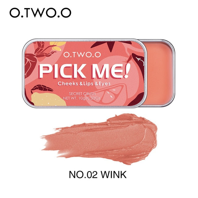 O.TWO.O  Multiple Uses Face Blusher High Pigment Makeup Cream for Cheek Lips Eyes - 10g