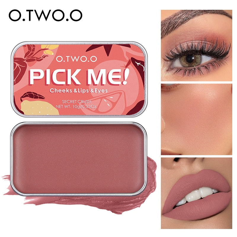 O.TWO.O  Multiple Uses Face Blusher High Pigment Makeup Cream for Cheek Lips Eyes - 10g